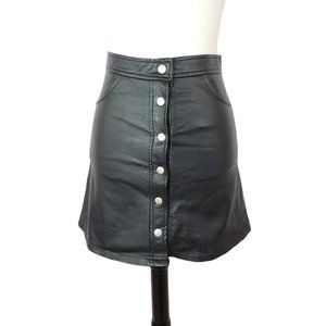 ♦️5/$20 Black Faux Leather Button-front Mini-skirt Small